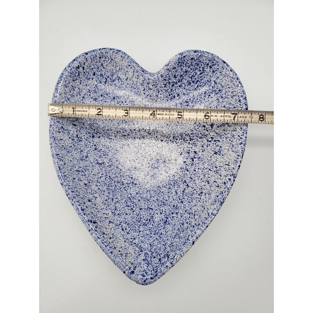 Heart Shaped Trinket Dish 956 GF Blue Speckled and Pink Speckled Portugul - Picture 5 of 12